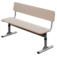 Two-seater bench on a flat-oval tube with a backrest, chipboard Milk Oak (with height adjustment No. 4-6) Two-seater bench on a flat-oval tube with a backrest, chipboard Milk Oak (with height adjustment No. 4-6)