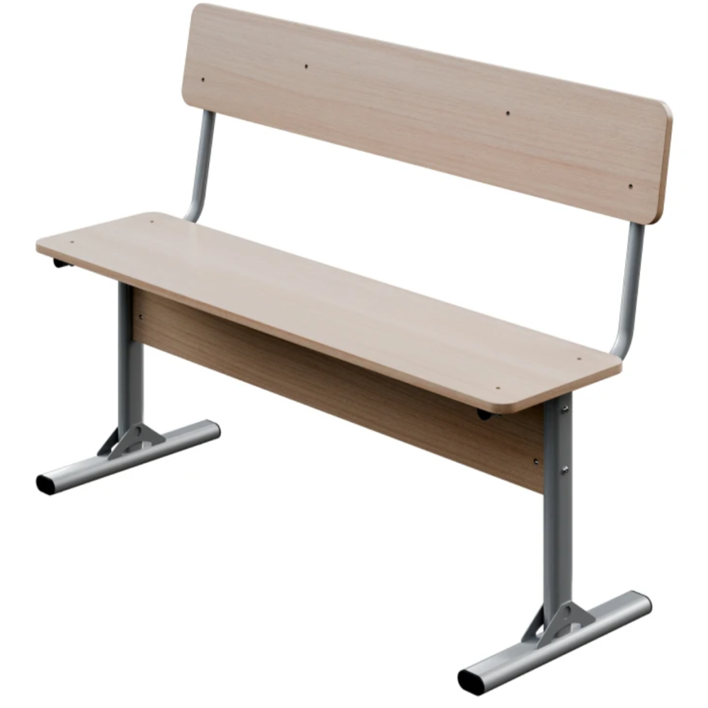 Double bench on a flat oval tube with a backrest h=460 mm, chipboard (without height adjustment)