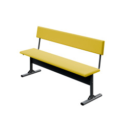 Three-seater bench on a flat-oval tube with a backrest h=420 mm, soft (without height adjustment) Three-seater bench on a flat-oval tube with a backrest h=420 mm, soft (without height adjustment)