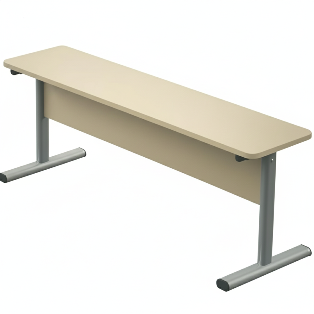 Double bench on a flat oval tube without a back made of chipboard Vanilla (without height adjustment)