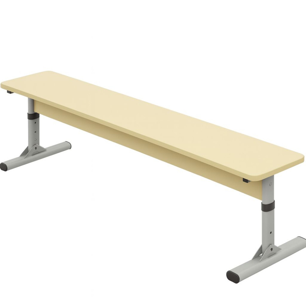 Double bench on a flat oval tube without a back made of chipboard Vanilla (with height adjustment)