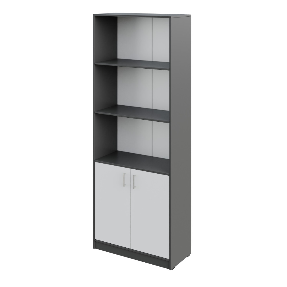 Shelving unit with 3 shelves and a cabinet Shelving unit with 3 shelves and a cabinet