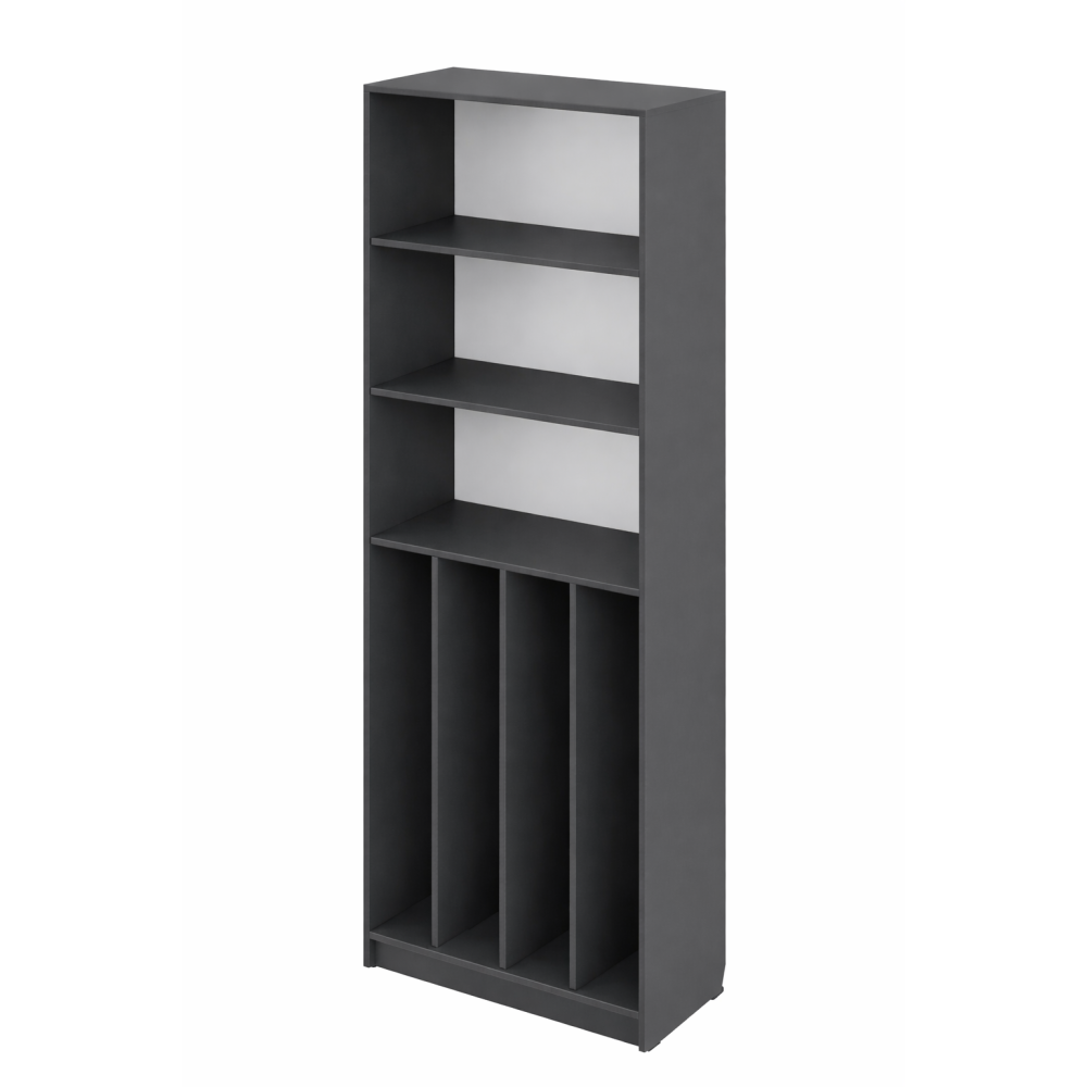 Open cabinet with four shelves for weapons Open cabinet with four shelves for weapons