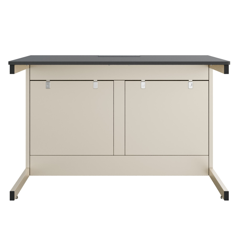 Double laboratory table with sockets