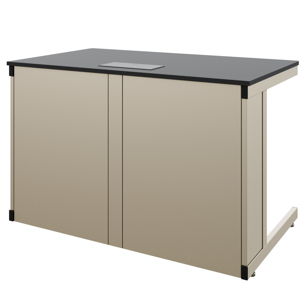 Double laboratory table with sockets