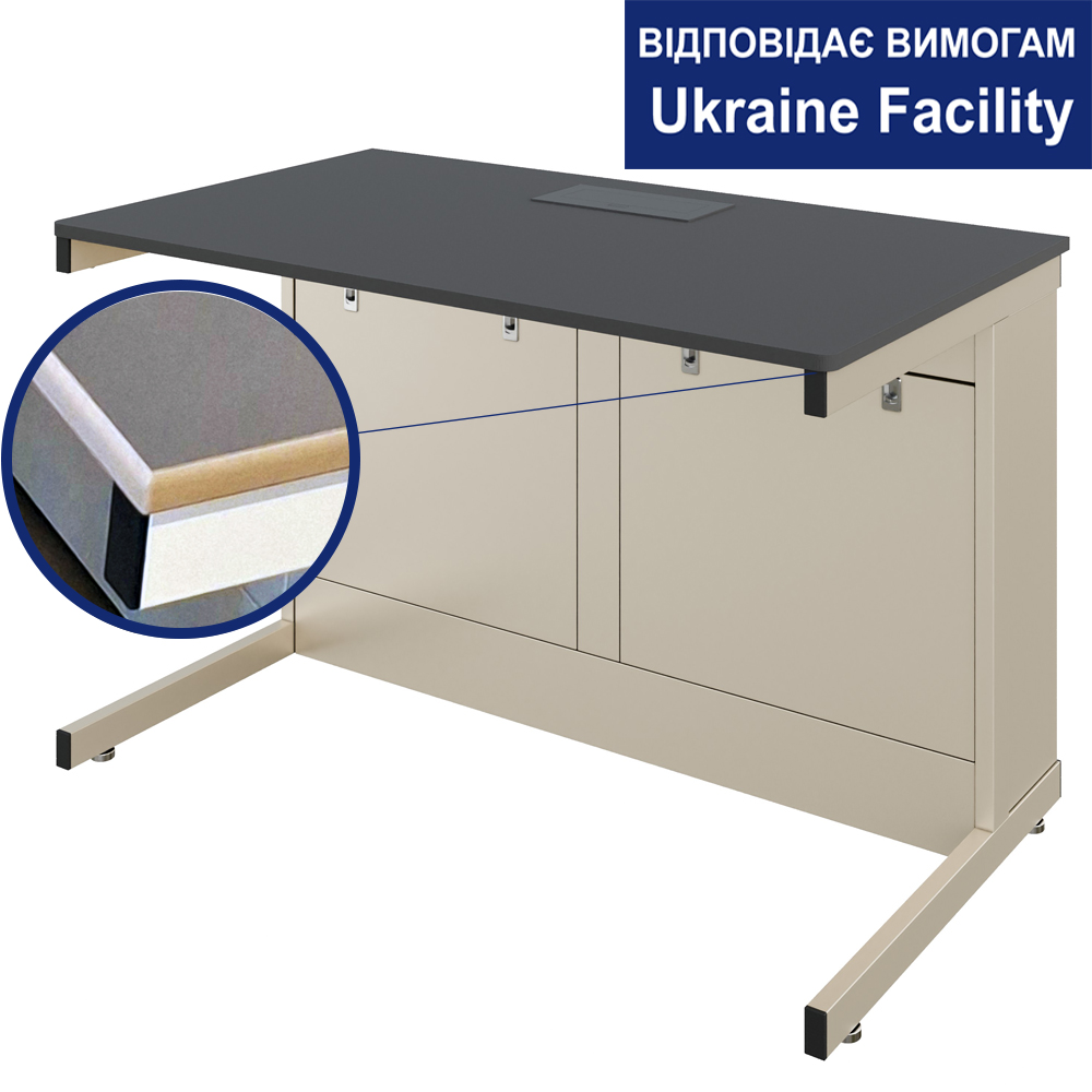 Стіл лабораторний двомісний Pro з РОЗЕТКАМИ МДФ+HPL Стіл лабораторний двомісний Pro з РОЗЕТКАМИ МДФ+HPL