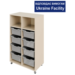 Mobile cabinet with two-section trays