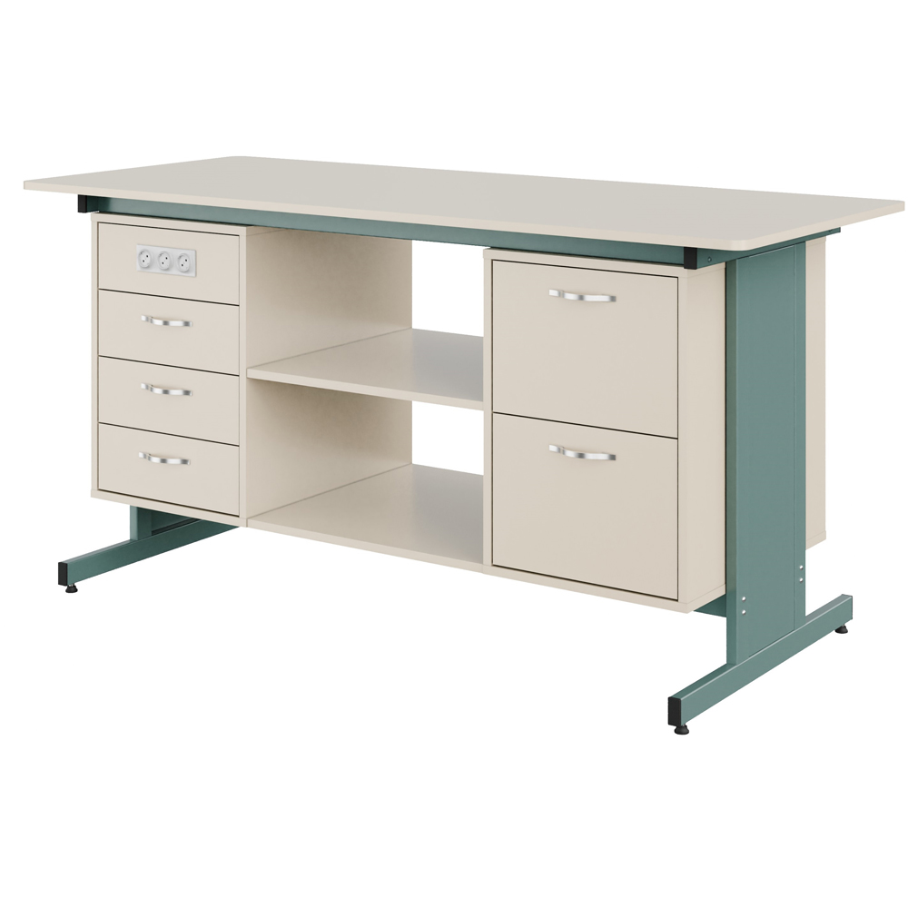 Стіл демонстраційний двотумбовий Pro з РОЗЕТКАМИ МДФ+HPL Стіл демонстраційний двотумбовий Pro з РОЗЕТКАМИ МДФ+HPL