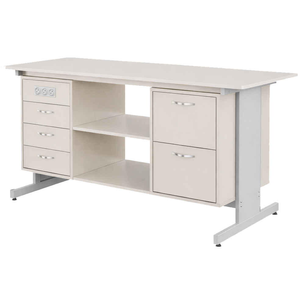 Стіл демонстраційний двотумбовий Pro з РОЗЕТКАМИ МДФ+HPL Стіл демонстраційний двотумбовий Pro з РОЗЕТКАМИ МДФ+HPL