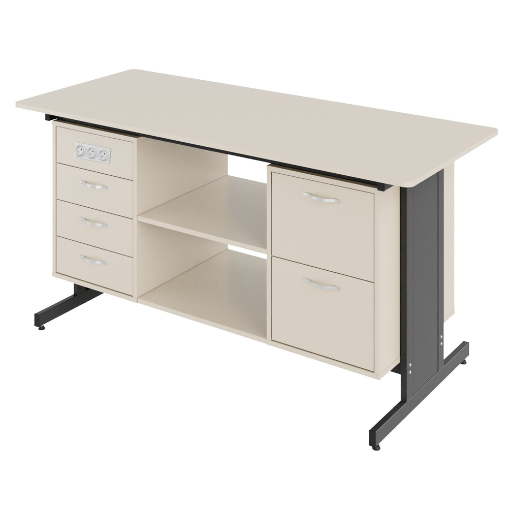 Стіл демонстраційний двотумбовий Pro з РОЗЕТКАМИ МДФ+HPL Стіл демонстраційний двотумбовий Pro з РОЗЕТКАМИ МДФ+HPL