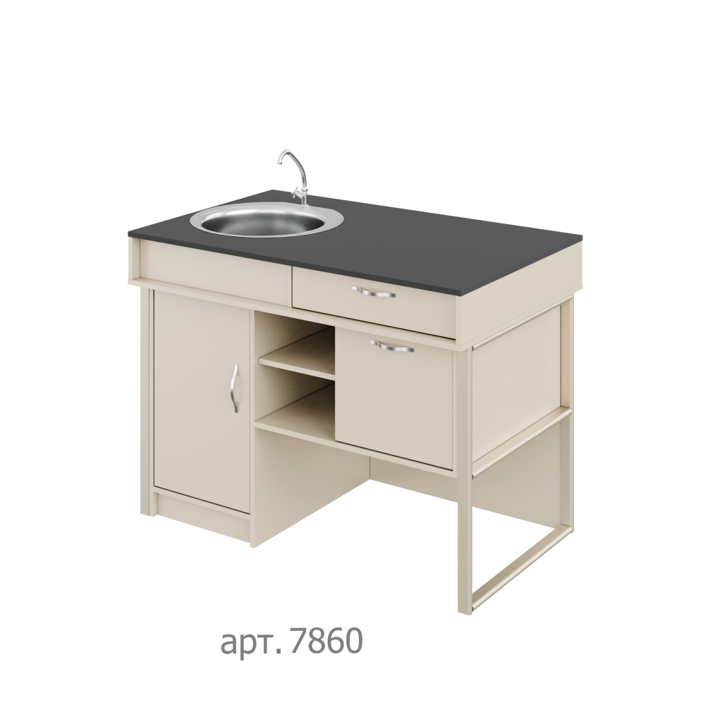 Demonstration table with sink Combi with MDF+HPL coating