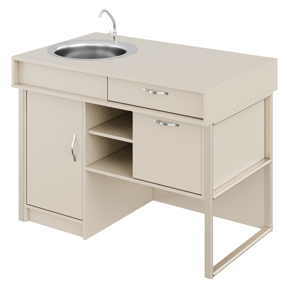 Demonstration table with sink Combi MDF+HPL Demonstration table with sink Combi MDF+HPL