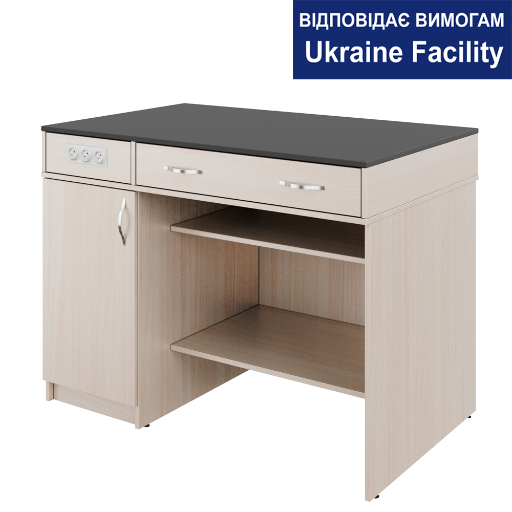 Стіл демонстраційний з РОЗЕТКАМИ і тумбою Classic 1 МДФ+HPL Стіл демонстраційний з РОЗЕТКАМИ і тумбою Classic 1 МДФ+HPL