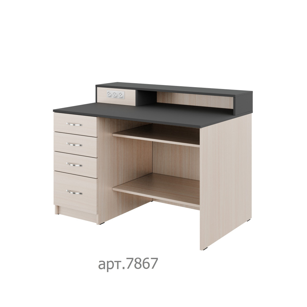 Demonstration table with sockets and space for preparing experiments Classic with MDF + HPL coating