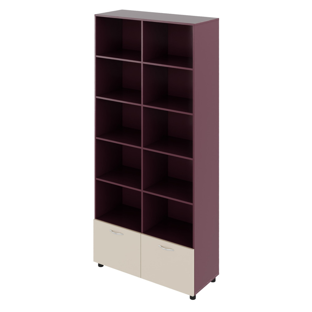 Cabinet with Open Shelves and Two Drawers Color
