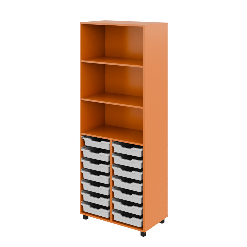 Cabinet with Open Shelves and Plastic Trays Color