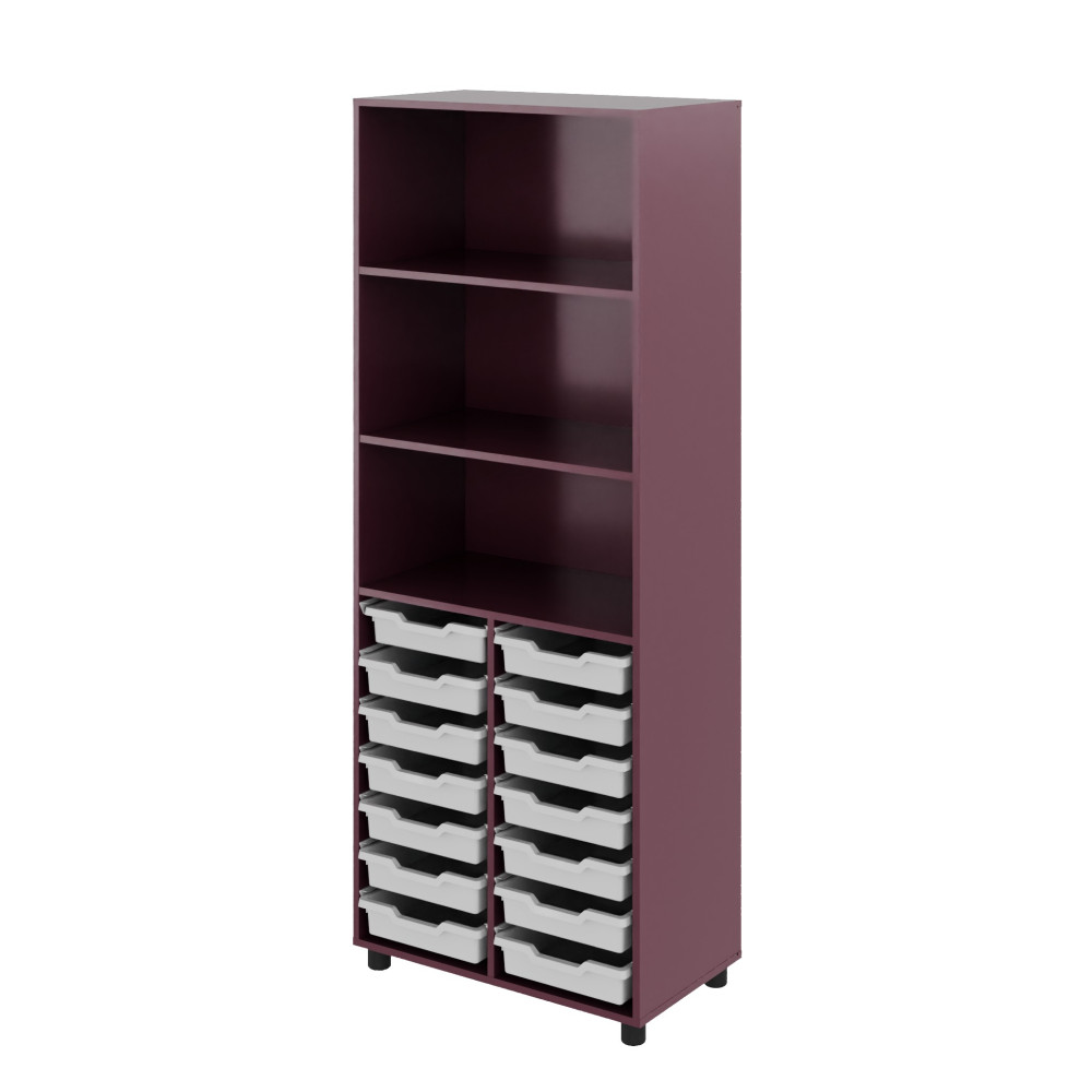 Cabinet with Open Shelves and Plastic Trays Color