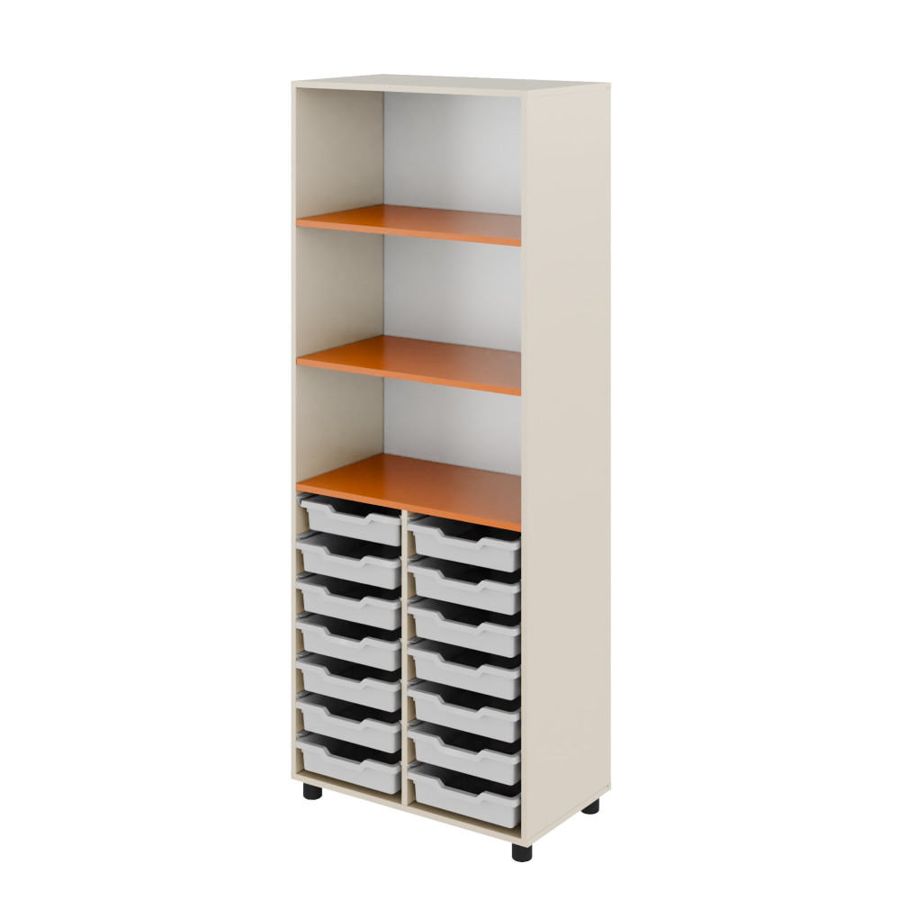Cabinet with Open Shelves and Plastic Trays Standard