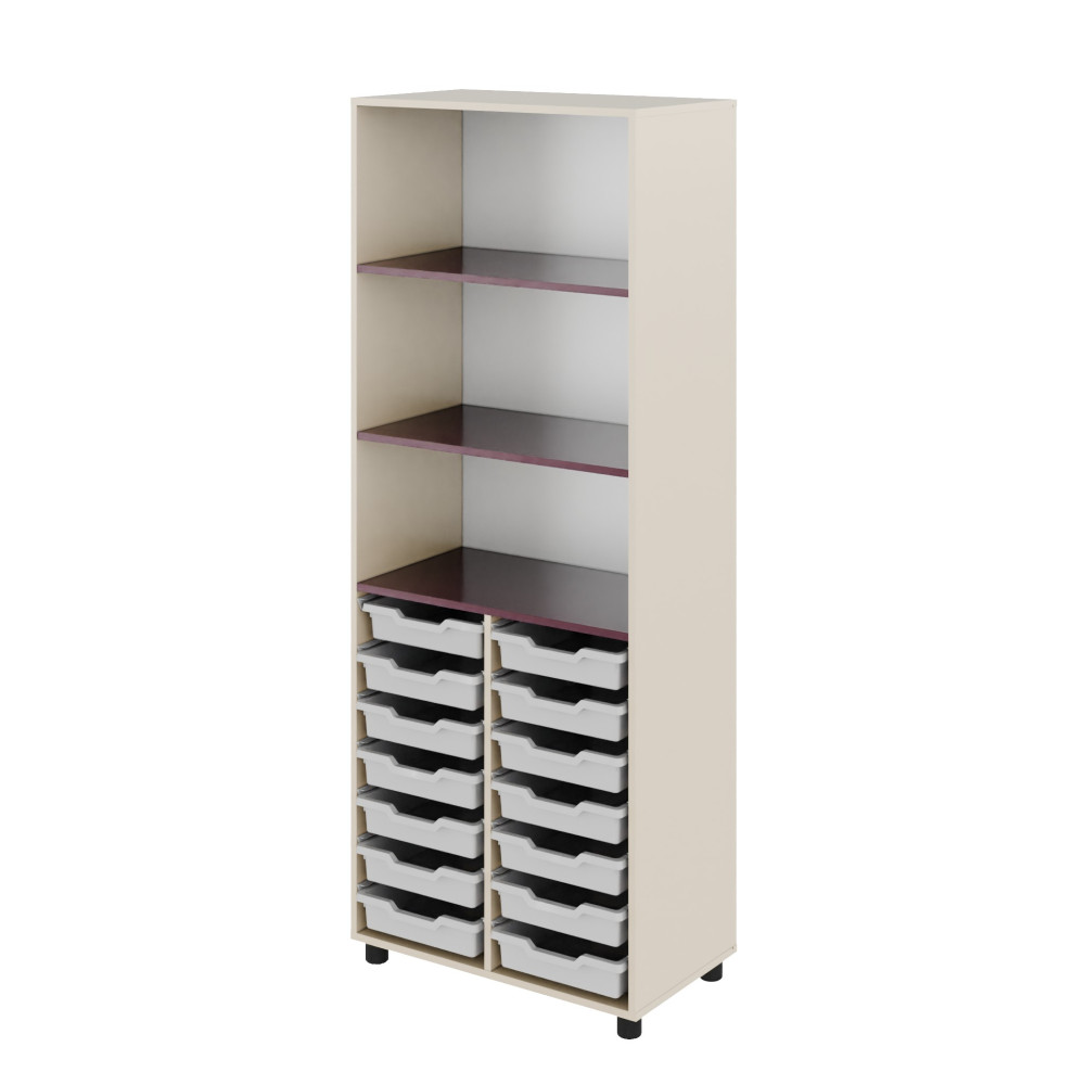Cabinet with Open Shelves and Plastic Trays Standard