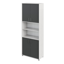 4-Door Cabinet with 2 Open Shelves