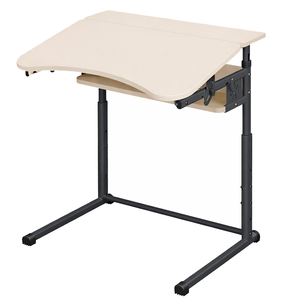 Single student desk on a flat oval with adjustable tabletop angle 3-6, 4-6, 4-7 chipboard Single student desk on a flat oval with adjustable tabletop angle 3-6, 4-6, 4-7 chipboard