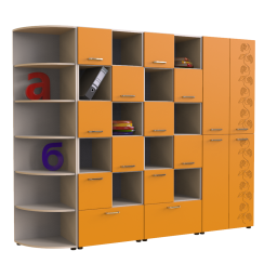 Стенка для кабинета украинского языка Ваниль, Оранжевый Стенка для кабинета украинского языка Ваниль, Оранжевый