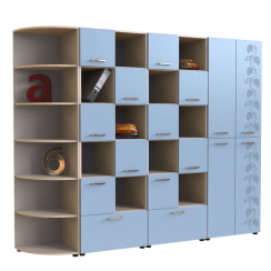 Стенка для кабинета украинского языка Ваниль, Голубой