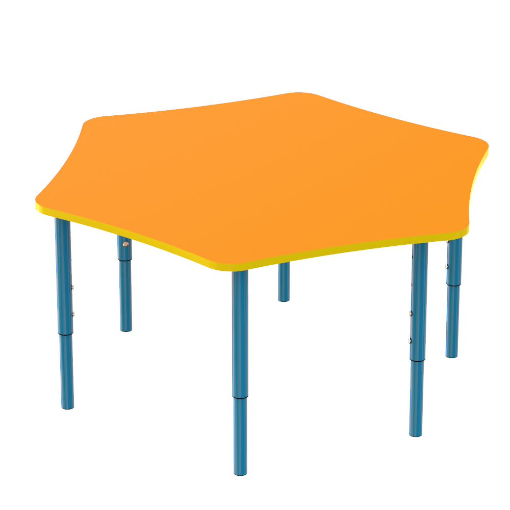 Детский шестиместный столик с регулировкой высоты Апельсин, Голубой