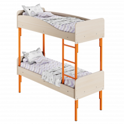 Кровать детская двухъярусная Дуб молочный, Оранжевый