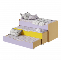 Кровать детская трехъярусная Лаванда / Жёлтый