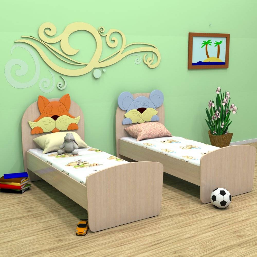 Кровать детская одноместная с элементами МДФ Лисичка