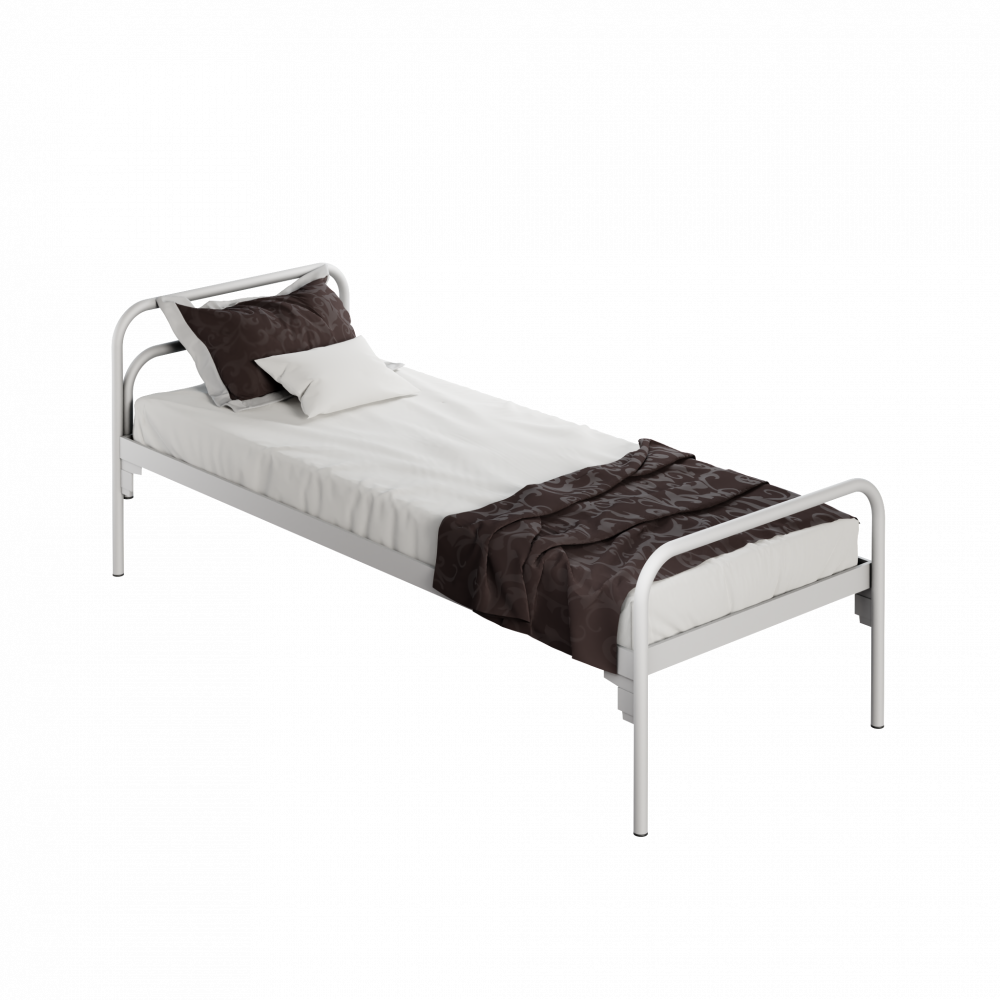 Кровать металлическая односпальная Серый