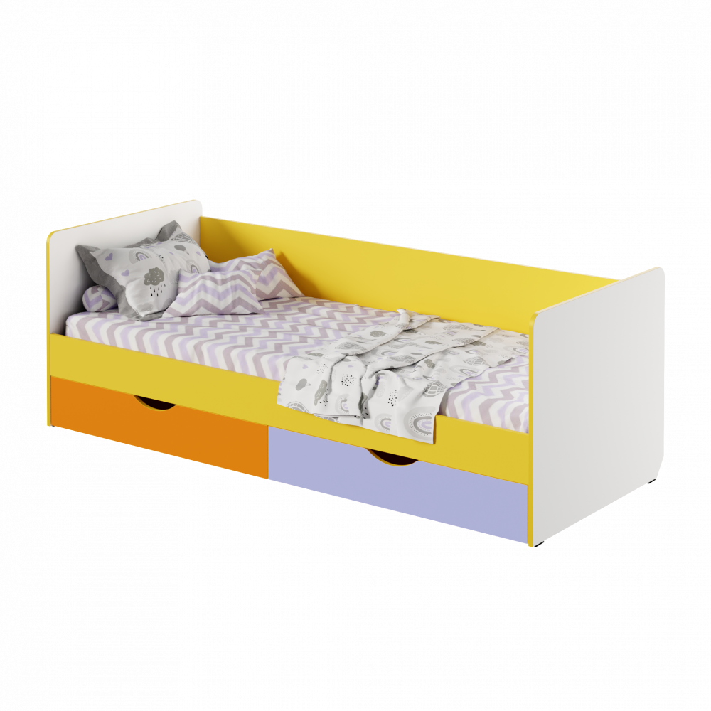 Ліжко одномісне для будинку Лаванда / Апельсин / Жовтий