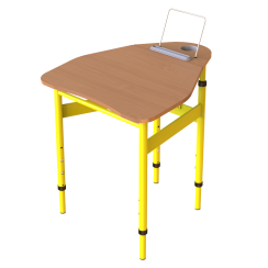 School desk "Triangle" with adjustable tilt angle tabletop chipboard - Beech, Yellow