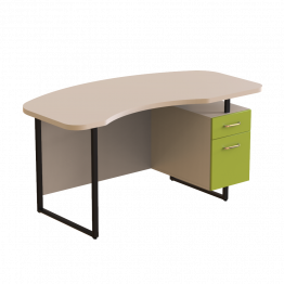 Semi-circular Desk Vanilla, Black, Lime Right