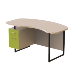 Semi-circular Desk Vanilla, Black, Lime Left