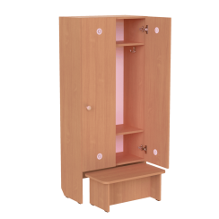 Children's Cabinet for Dressing Rooms with a Bench Beech Children's Cabinet for Dressing Rooms with a Bench Beech