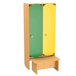 Шафа дитяча секційна для роздягальні з лавкою Жовтий / Синій / Зелений Шафа дитяча секційна для роздягальні з лавкою Жовтий / Синій / Зелений