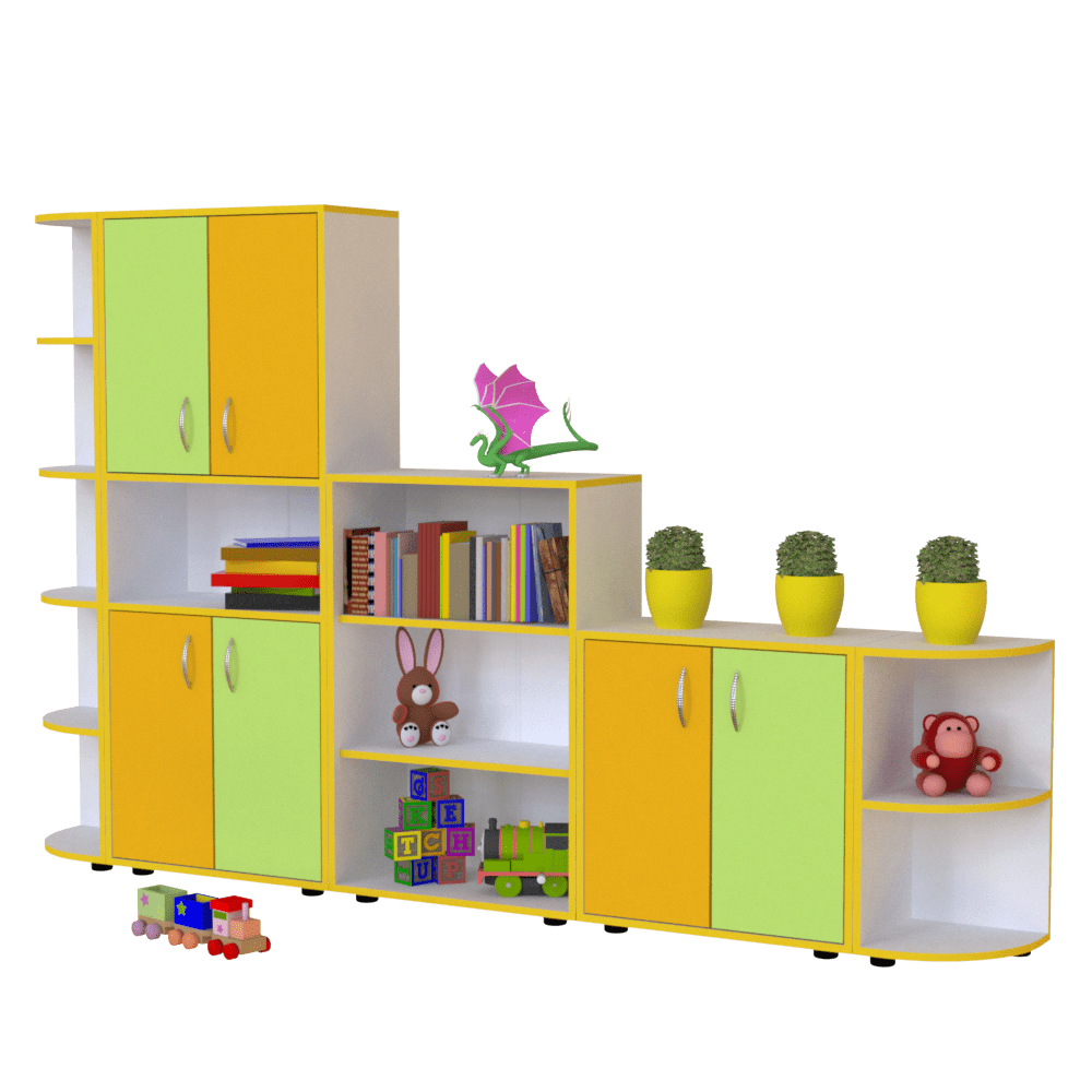 Стінка дитяча для іграшок "Гірка - 2" Апельсин / Зелена вода