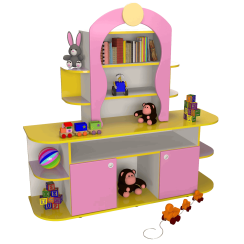 Book House Toy Cabinet Pink / Yellow Book House Toy Cabinet Pink / Yellow
