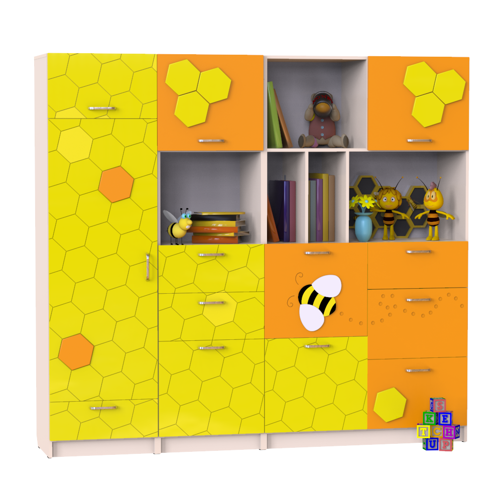 Стінка для іграшок і посібників "Бджілка"