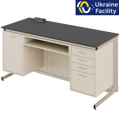 Demonstration table with sockets and shelf Pro 2 MDF+HPL