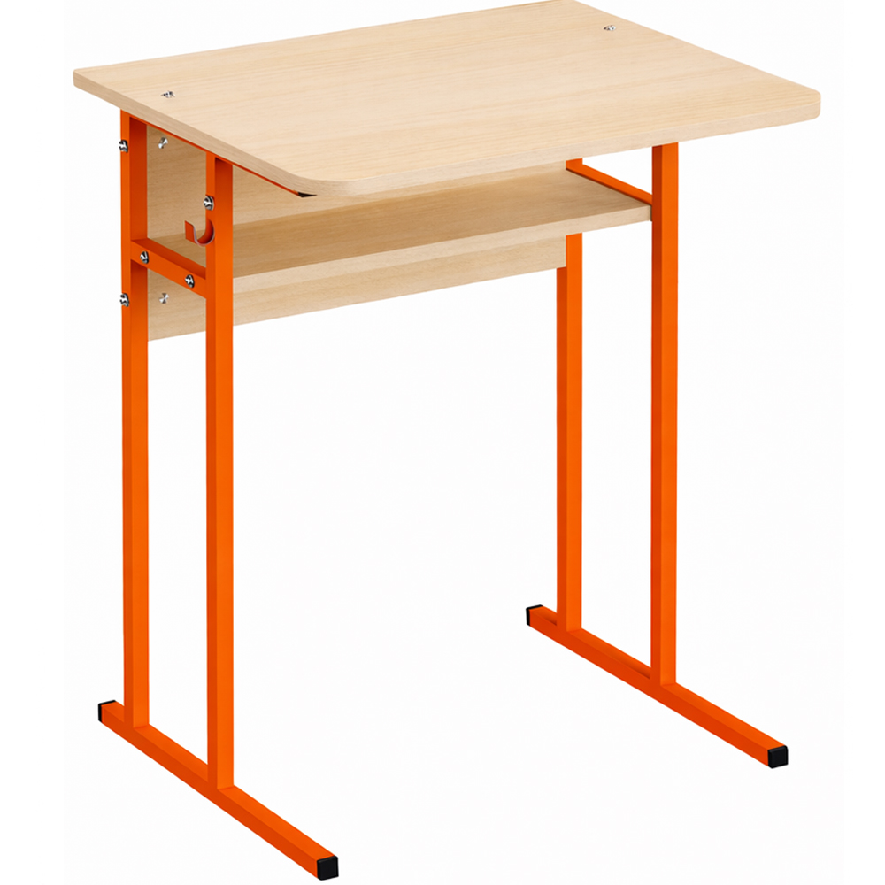 Single student desk with shelf US 11 No. 6 on square chipboard tube Single student desk with shelf US 11 No. 6 on square chipboard tube