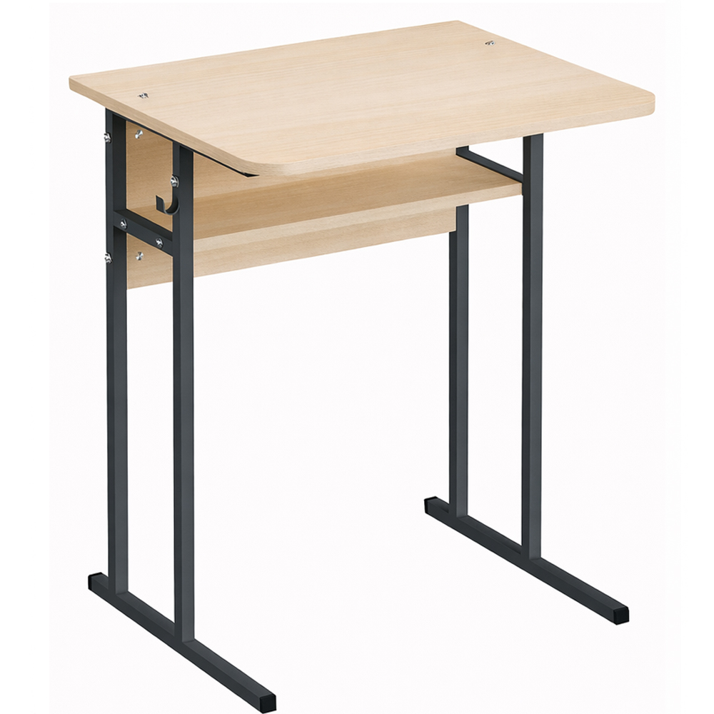 Single student desk with shelf US 11 No. 6 on square chipboard tube Single student desk with shelf US 11 No. 6 on square chipboard tube
