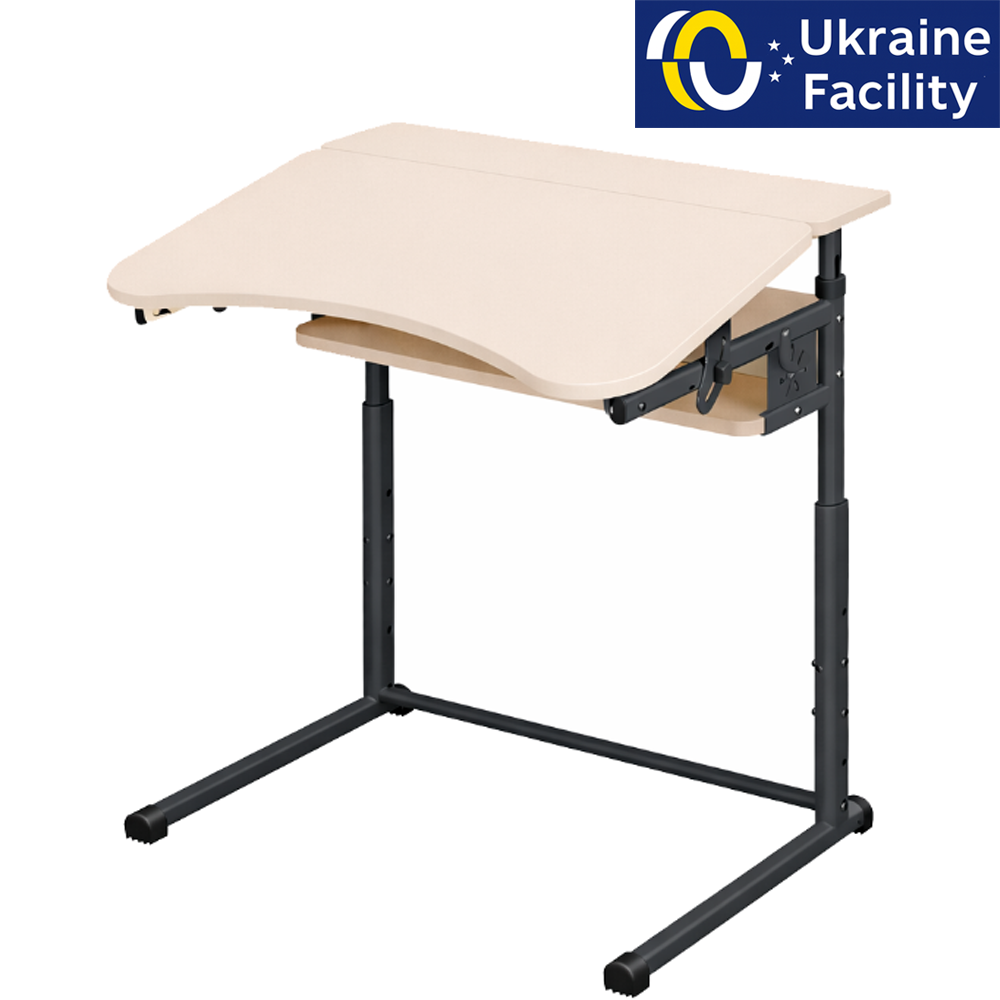 Single student desk on a flat oval with adjustable tabletop angle 3-6, 4-6, 4-7 chipboard Single student desk on a flat oval with adjustable tabletop angle 3-6, 4-6, 4-7 chipboard