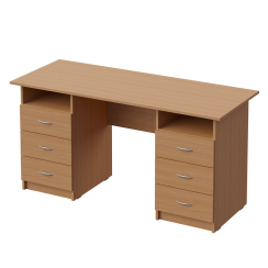 Стіл робочий 2-тумбовий з 6 шухлядами П 465 Бук Стіл робочий 2-тумбовий з 6 шухлядами П 465 Бук