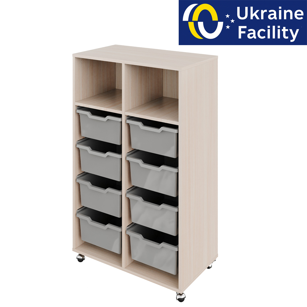 Тумба мобільна з лотками двосекційна Тумба мобільна з лотками двосекційна