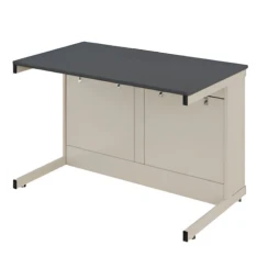 Double-seat laboratory table made of chipboard without sockets