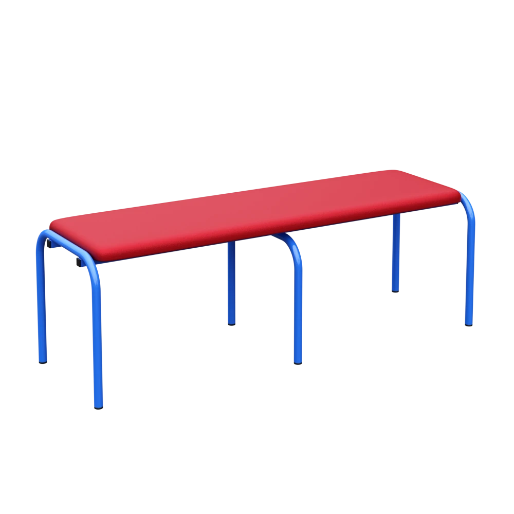 Children's Dressing Room Bench on a Metal Frame; Red, Blue, 300 mm Children's Dressing Room Bench on a Metal Frame; Red, Blue, 300 mm