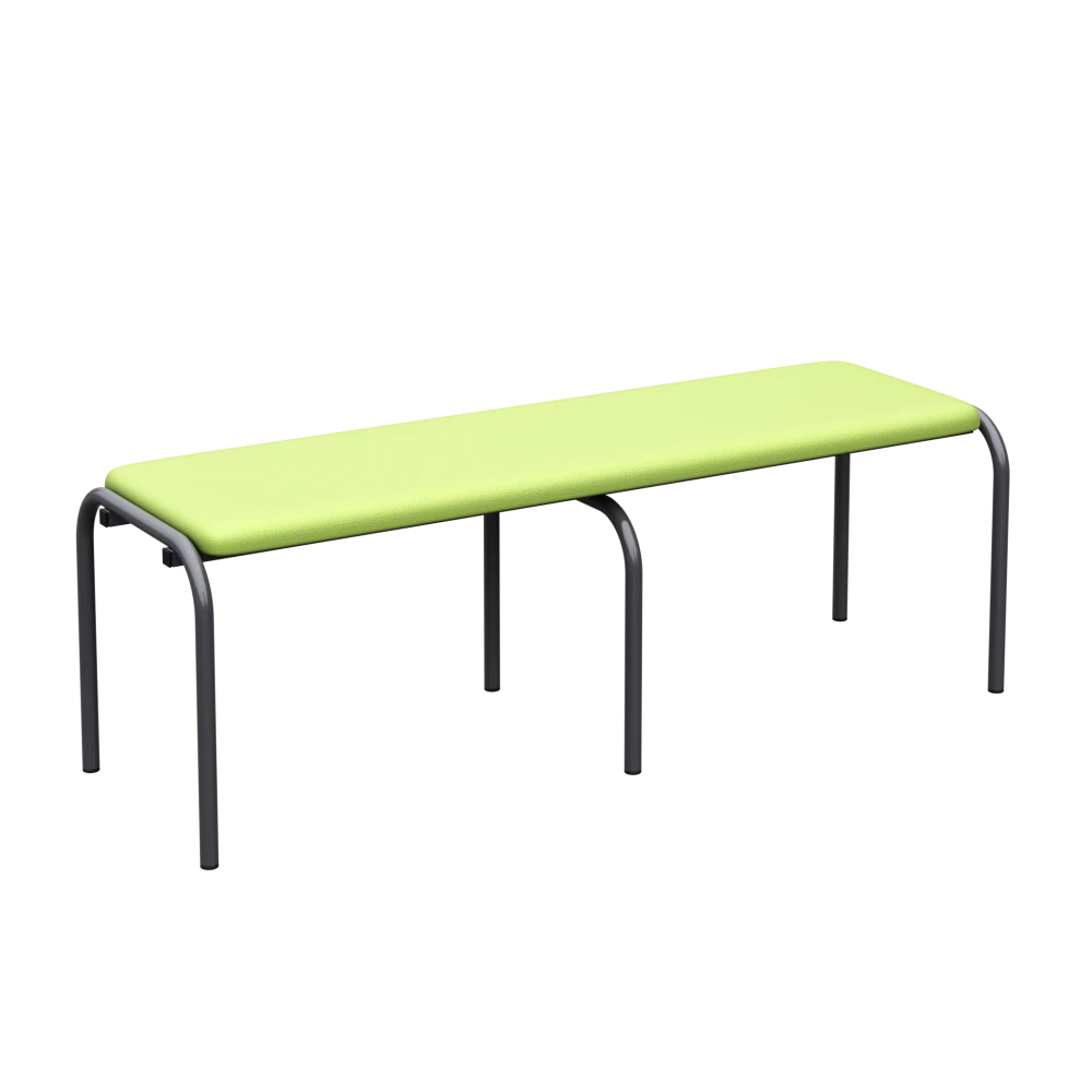 Children's Dressing Room Bench on a Metal Frame; Light Green, Graphite, 300 mm